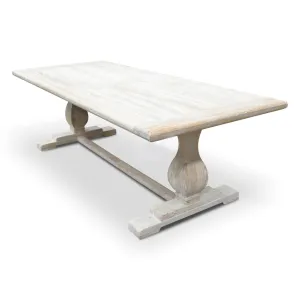 198cm Dining Table - Rustic White Washed