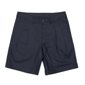 Aaza pleated shorts in navy linen cotton