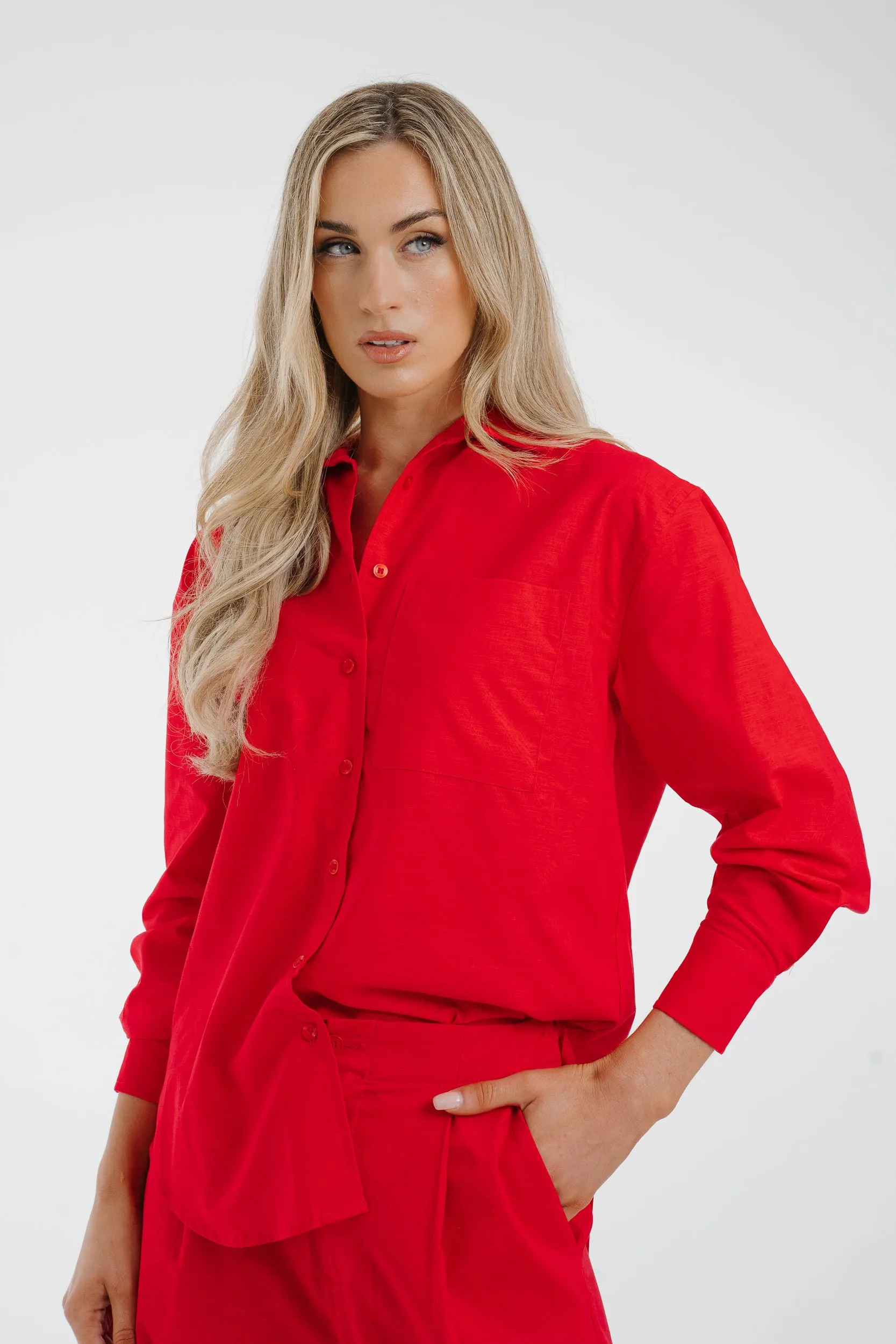 Arabella Linen Mix Shirt In Red