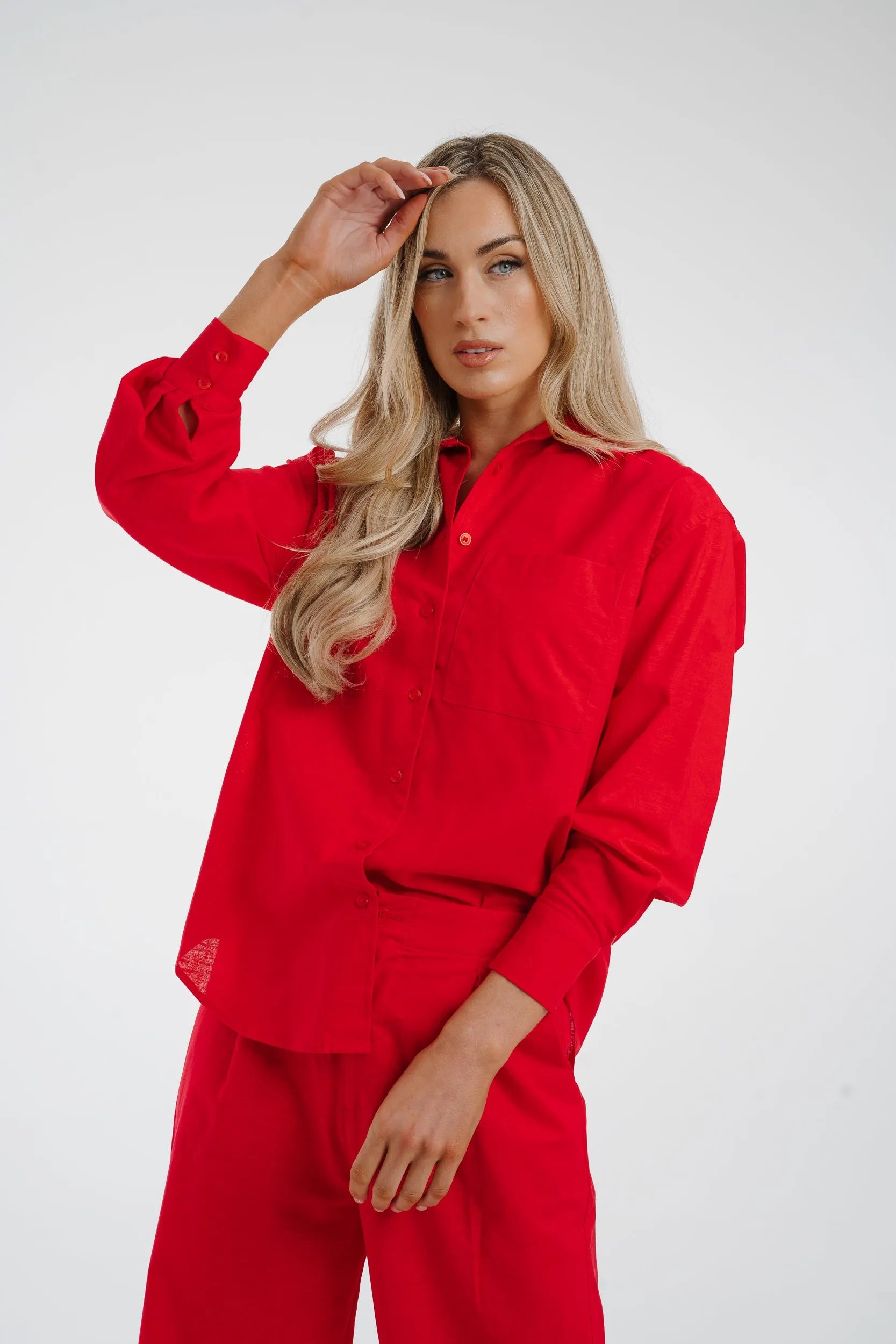 Arabella Linen Mix Shirt In Red