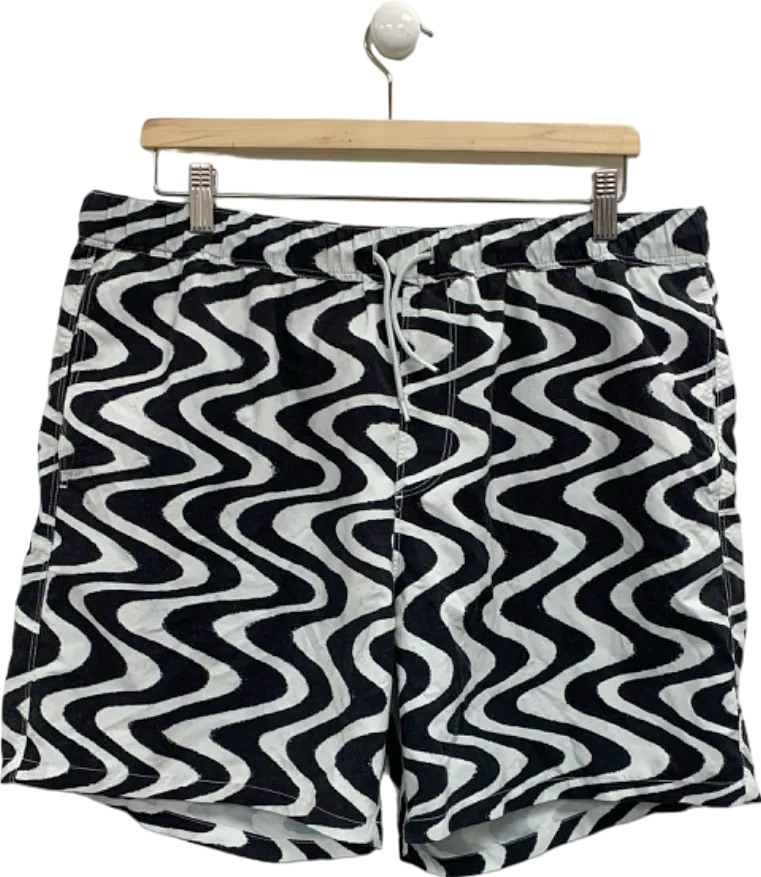 ASOS Black Wave Pattern Shorts UK XL