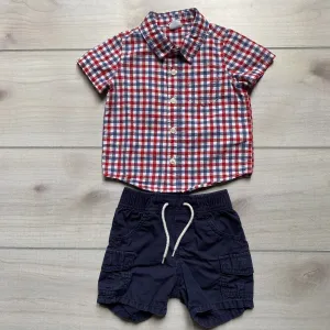 Baby Gap Red White & Blue Checkered Short Outfit