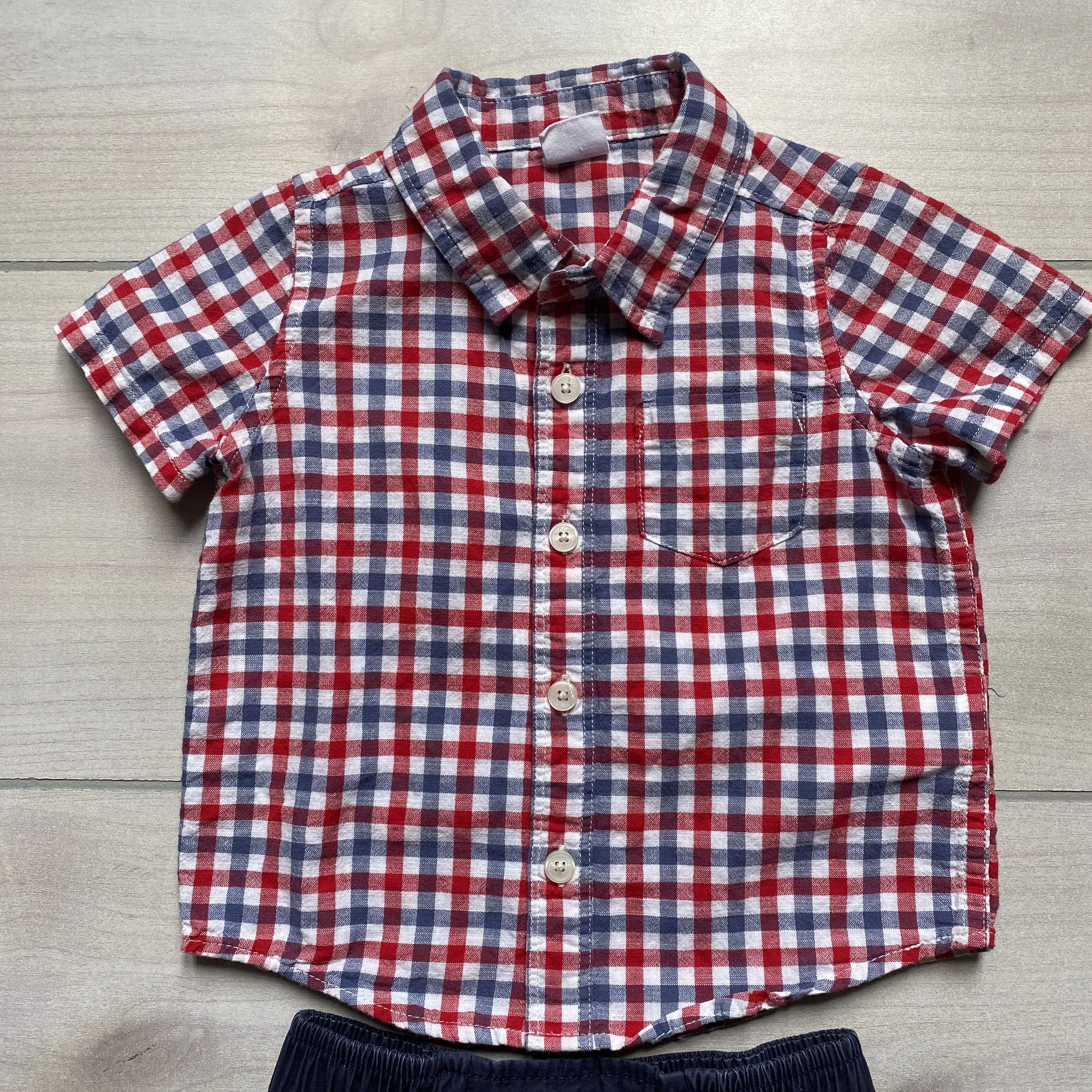 Baby Gap Red White & Blue Checkered Short Outfit