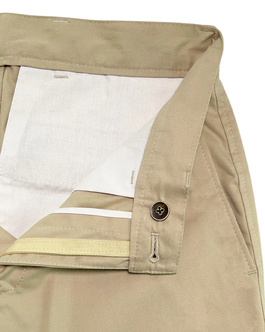 Beige Plain Twill Shorts