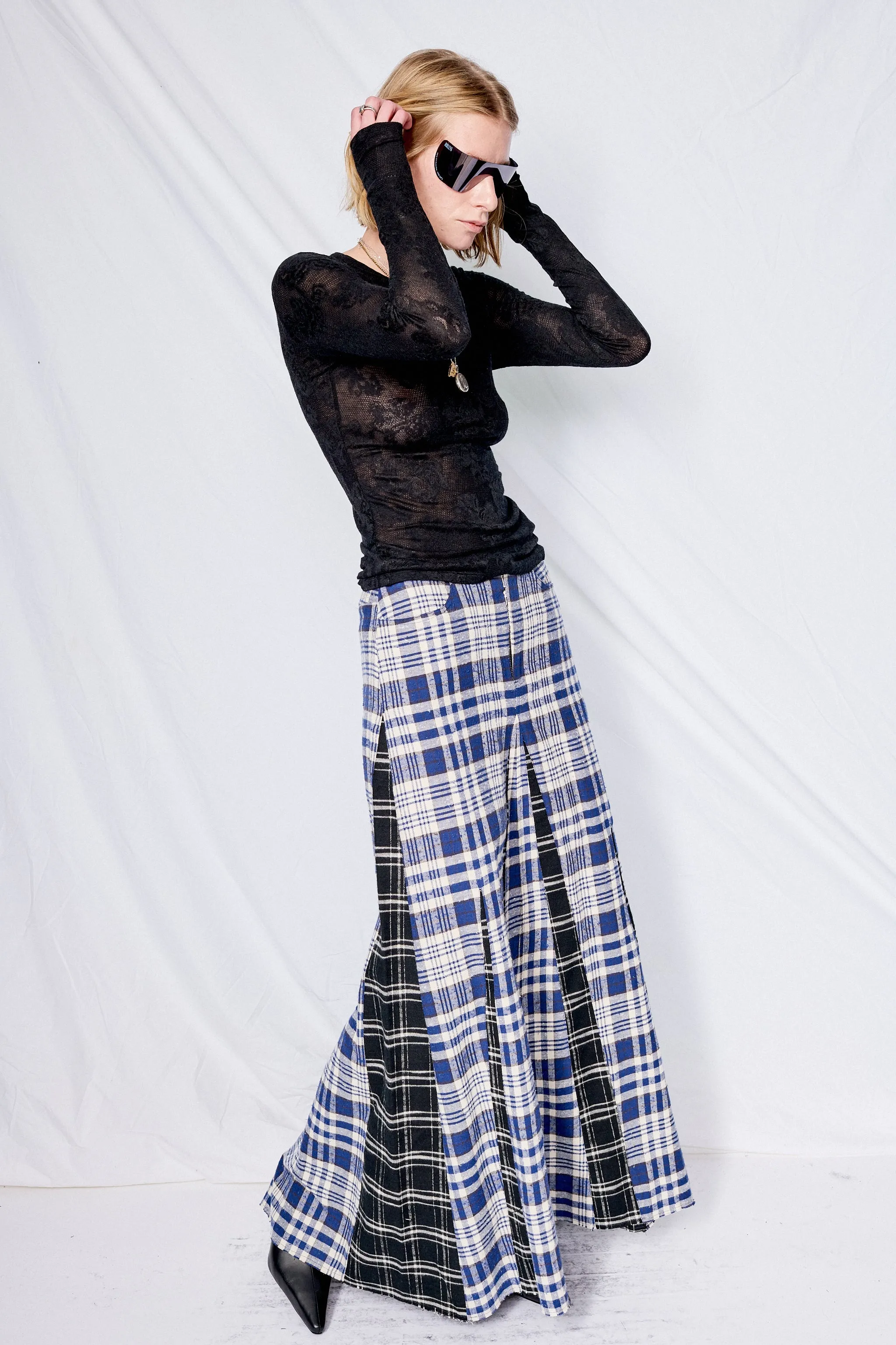 Black and Blue Coastal Flannel Rebel Skirt