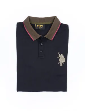 Black Contrast Tipping Polo Shirt