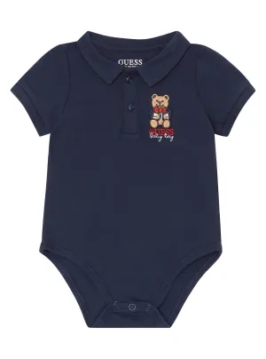 Blue Bear Logo Polo Onesie (0-12m)