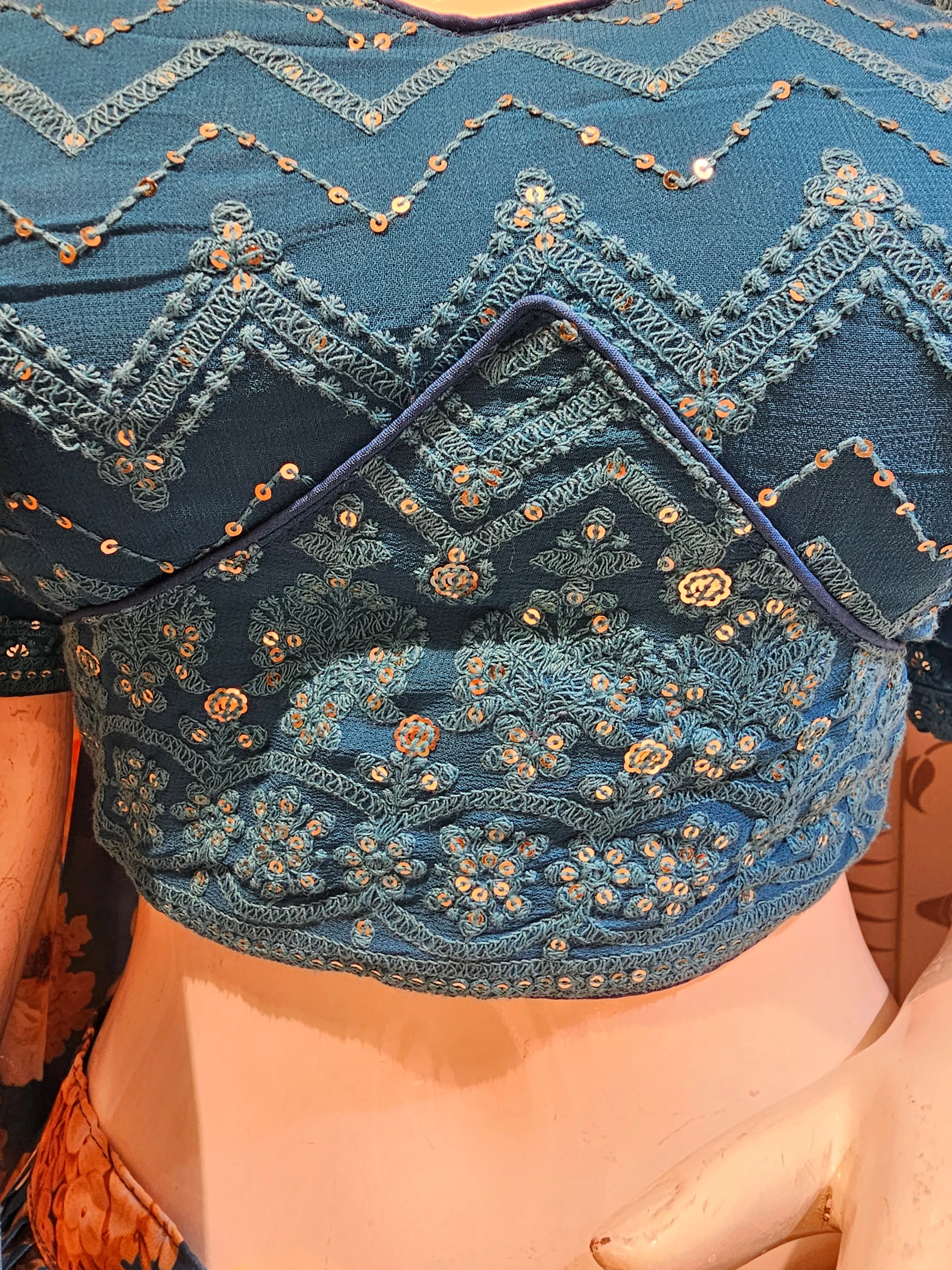 Blue Floral Lehenga Choli