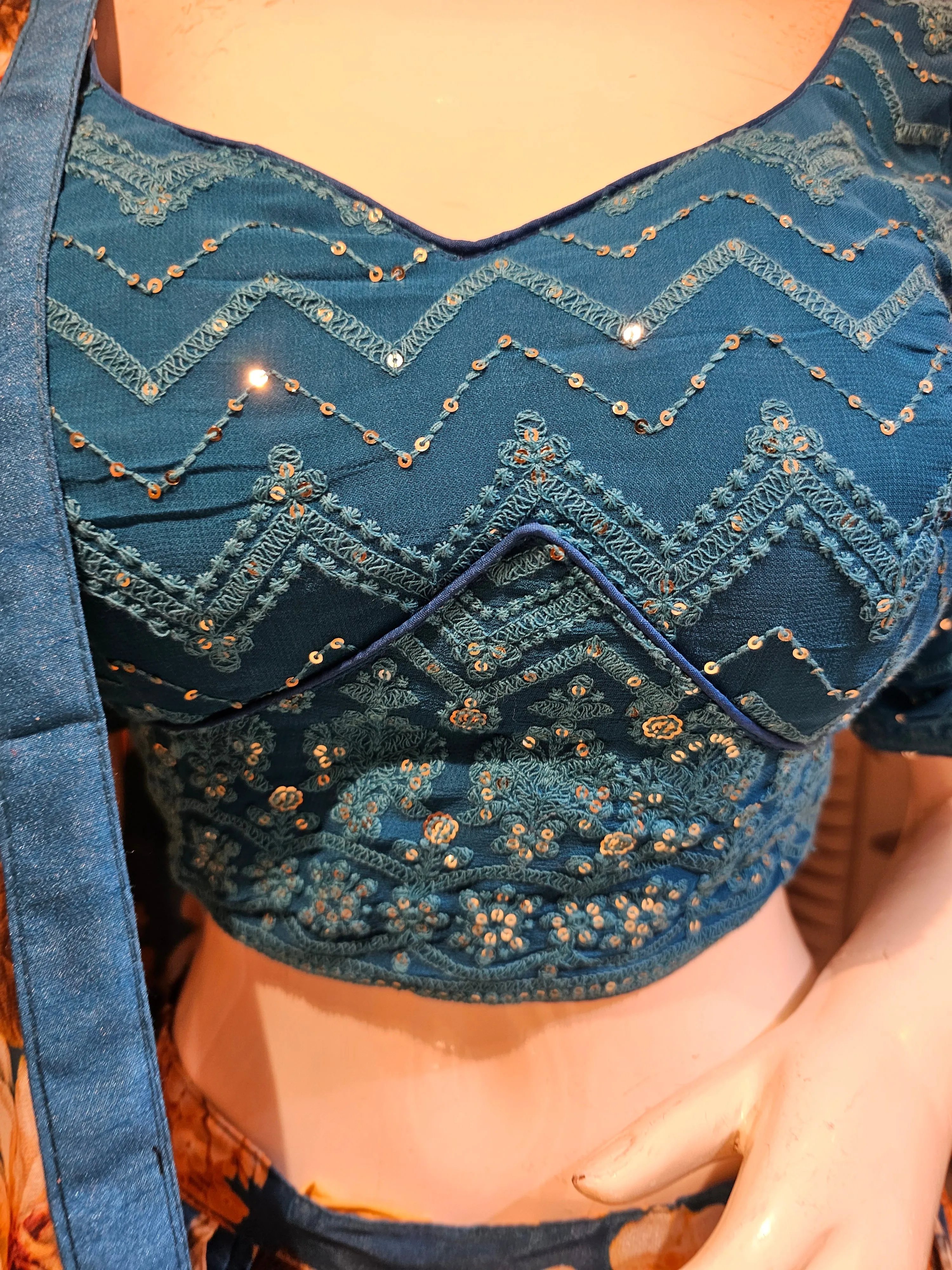 Blue Floral Lehenga Choli