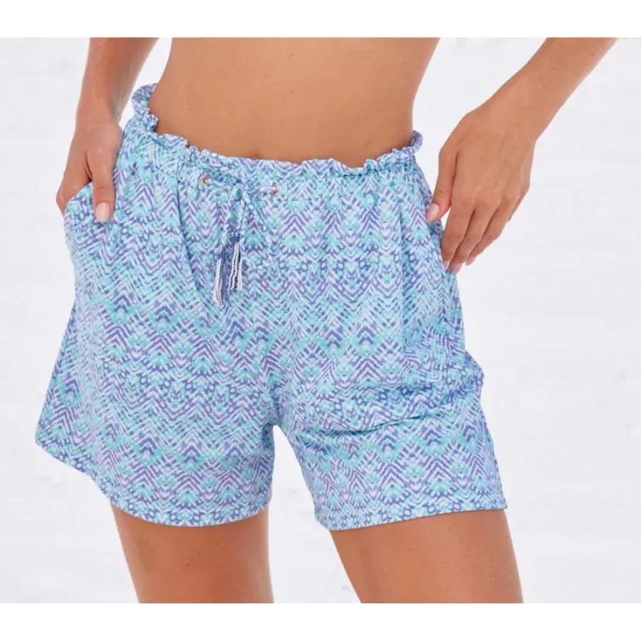 Cabana Life Coverluxe Paperbag Beaded Tassel Shorts 636 - NP22- Naples Blue