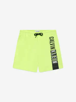 Calvin Klein Boys Drawstring Logo Swim Shorts in Green