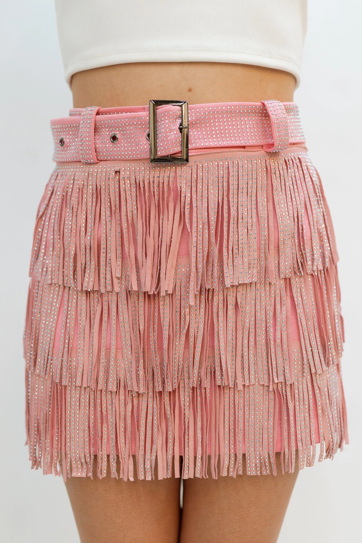 Cha Cha Fringe Skort - Light Pink