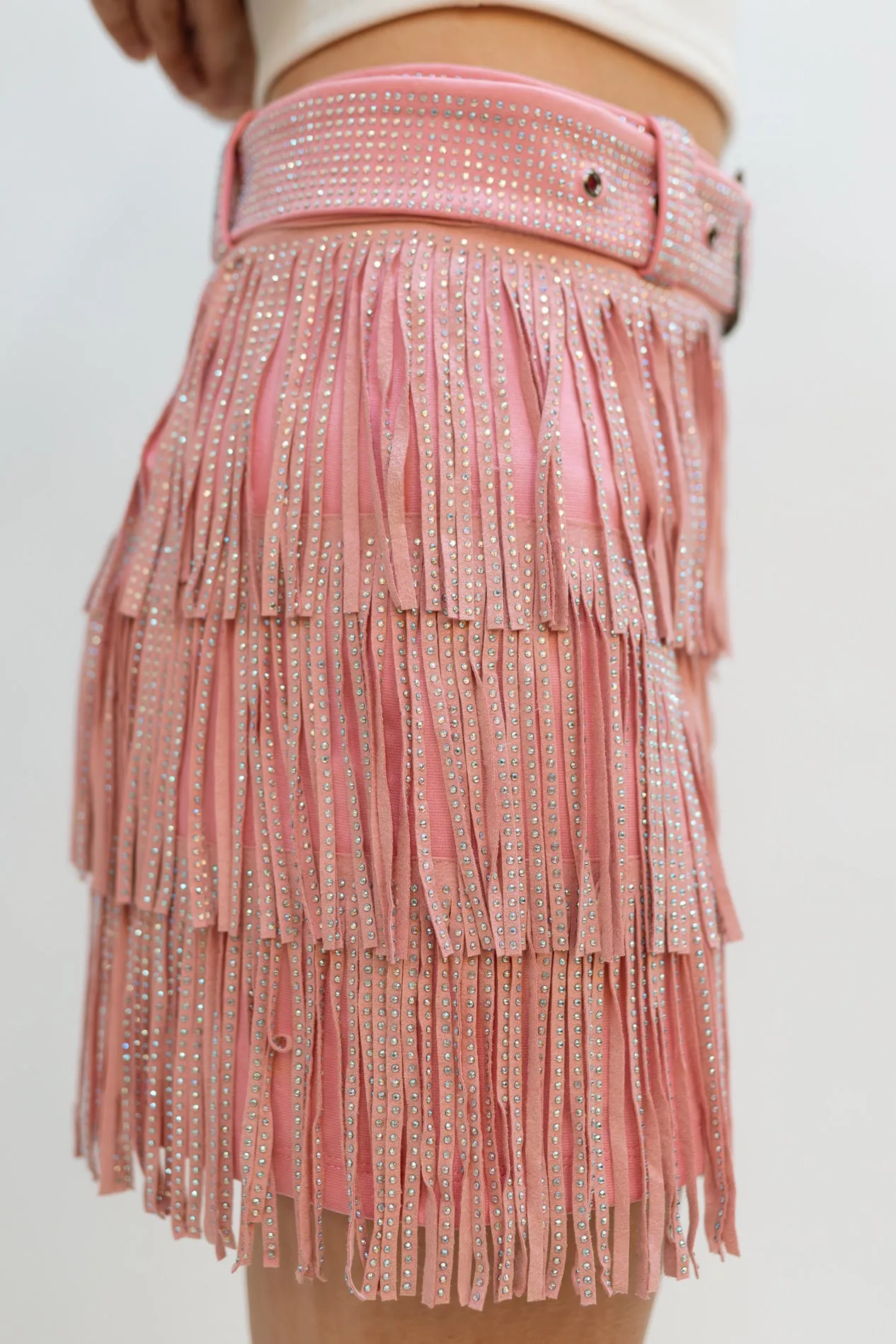 Cha Cha Fringe Skort - Light Pink