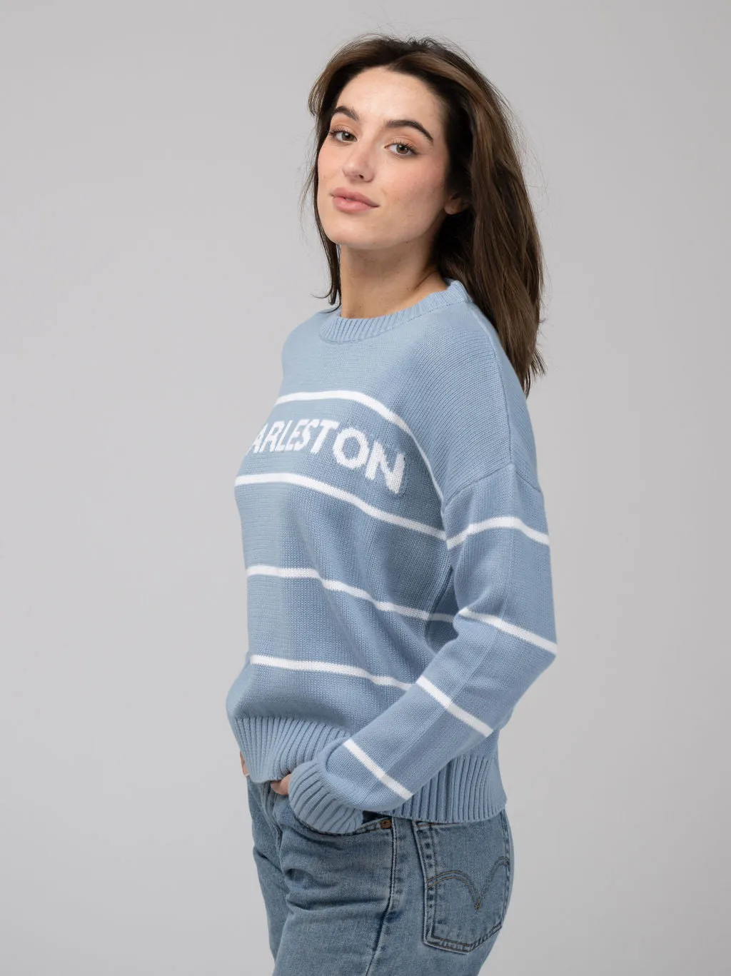 Charleston Sweater in Light Blue Stripe