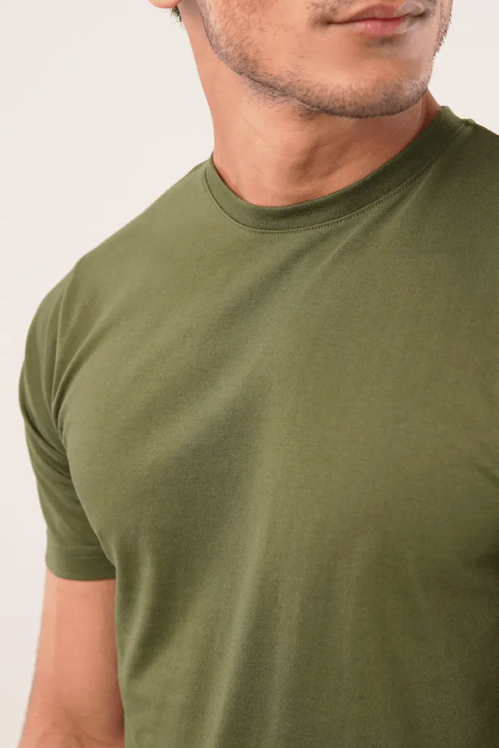 Clod Crew Neck T-Shirts - Olive Green