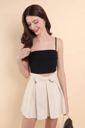 COSETTE RIBBON PLEATED SKORTS IN LATTE