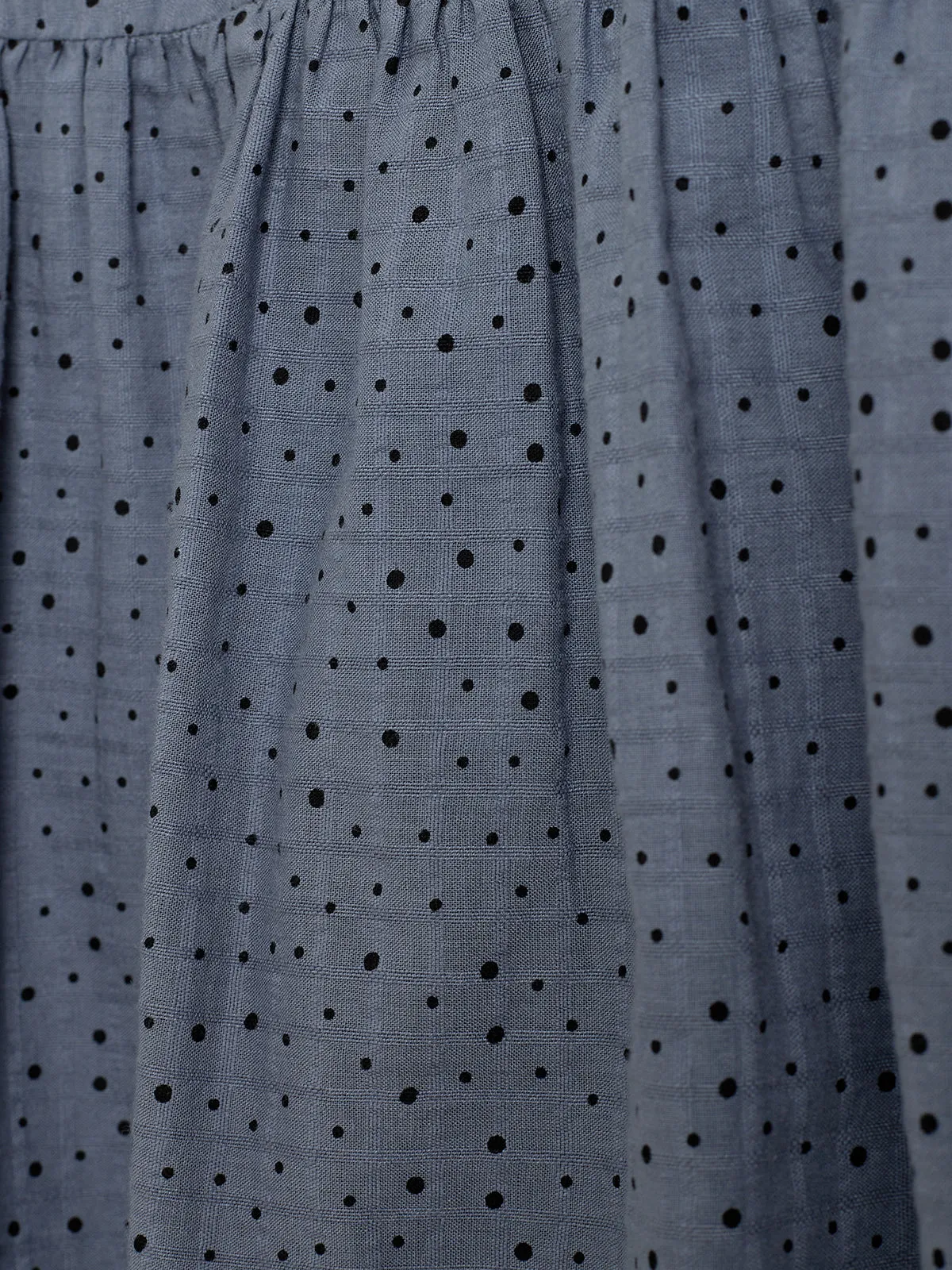 Cotton Dress w. Micro Dots - Tween - Dusty Blue