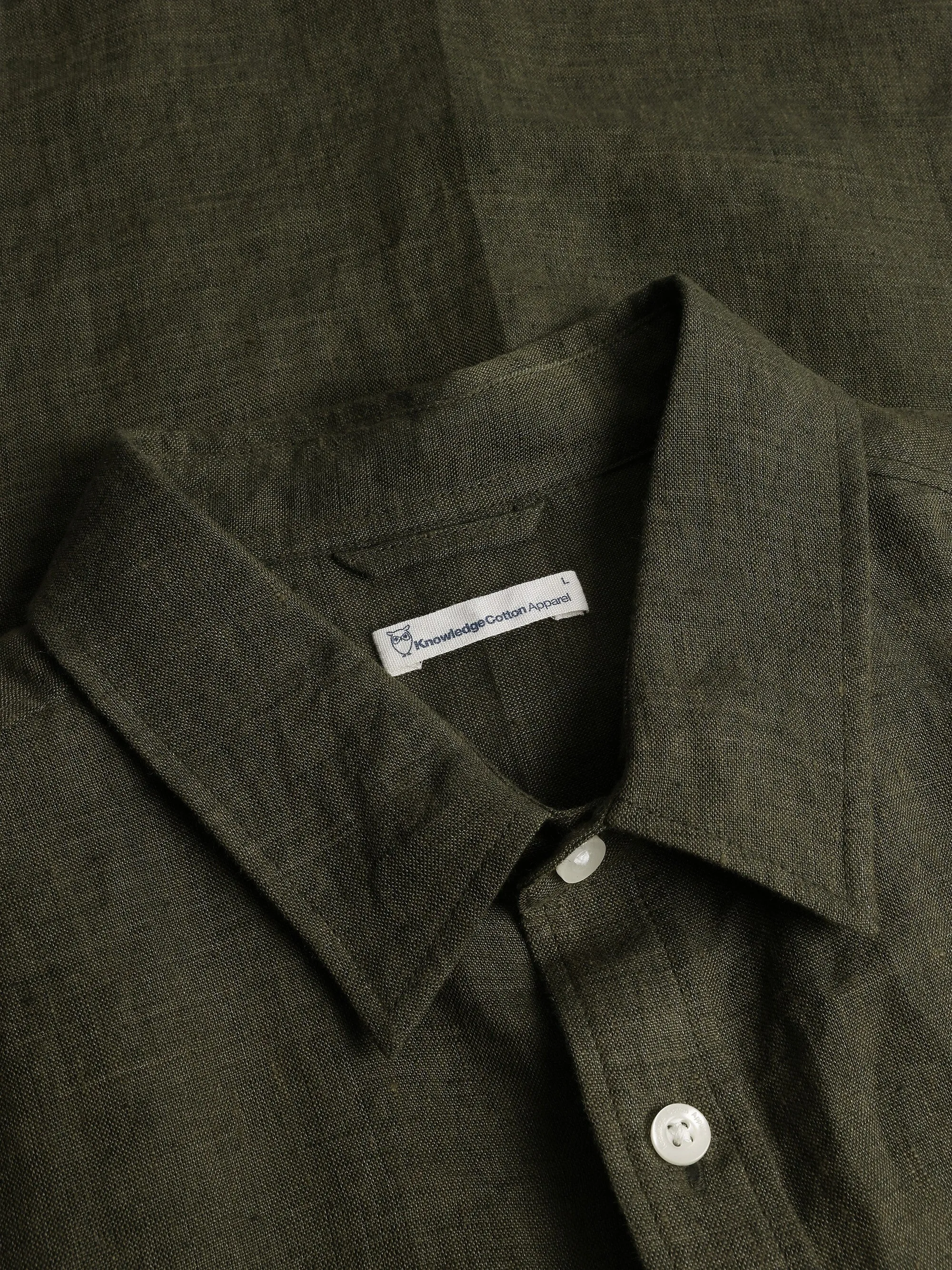 Custom fit linen shirt - Burned Olive