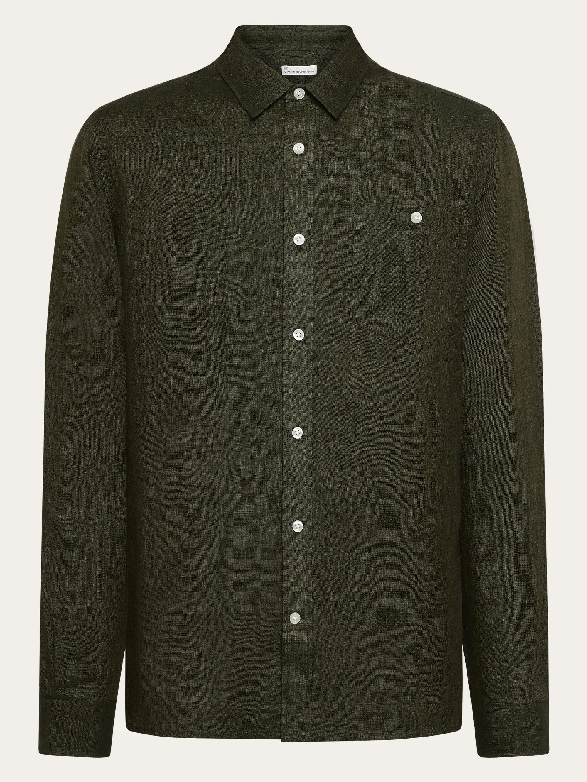 Custom fit linen shirt - Burned Olive