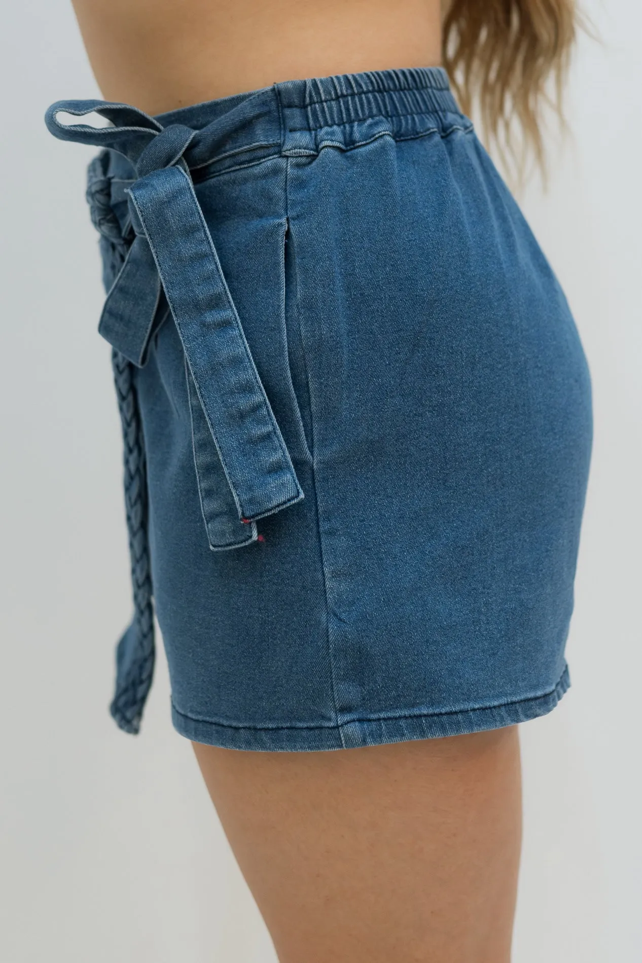 Denim Wrap Braided Skort