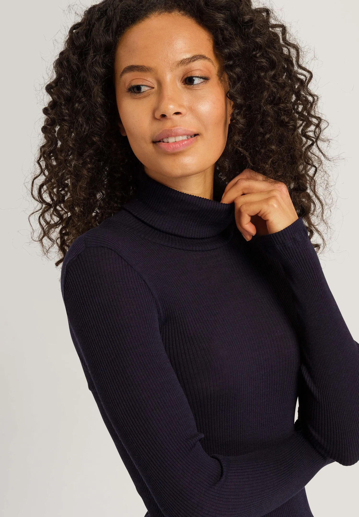 Ellis Ribbed Wool And Silk Turtleneck | Deep Navy 70967-1610