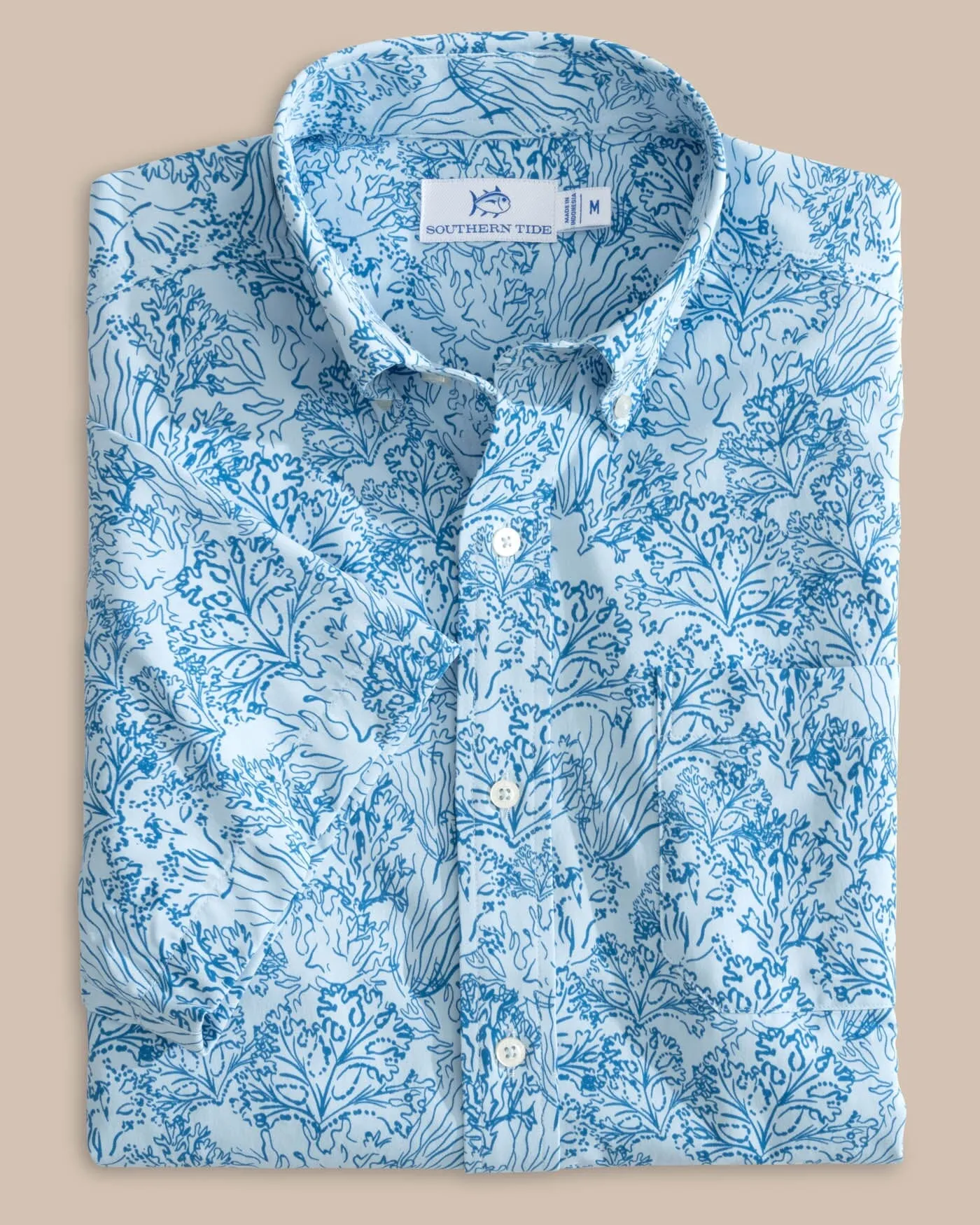 Floral Coral Intercoastal Short Sleeve Sport Shirt