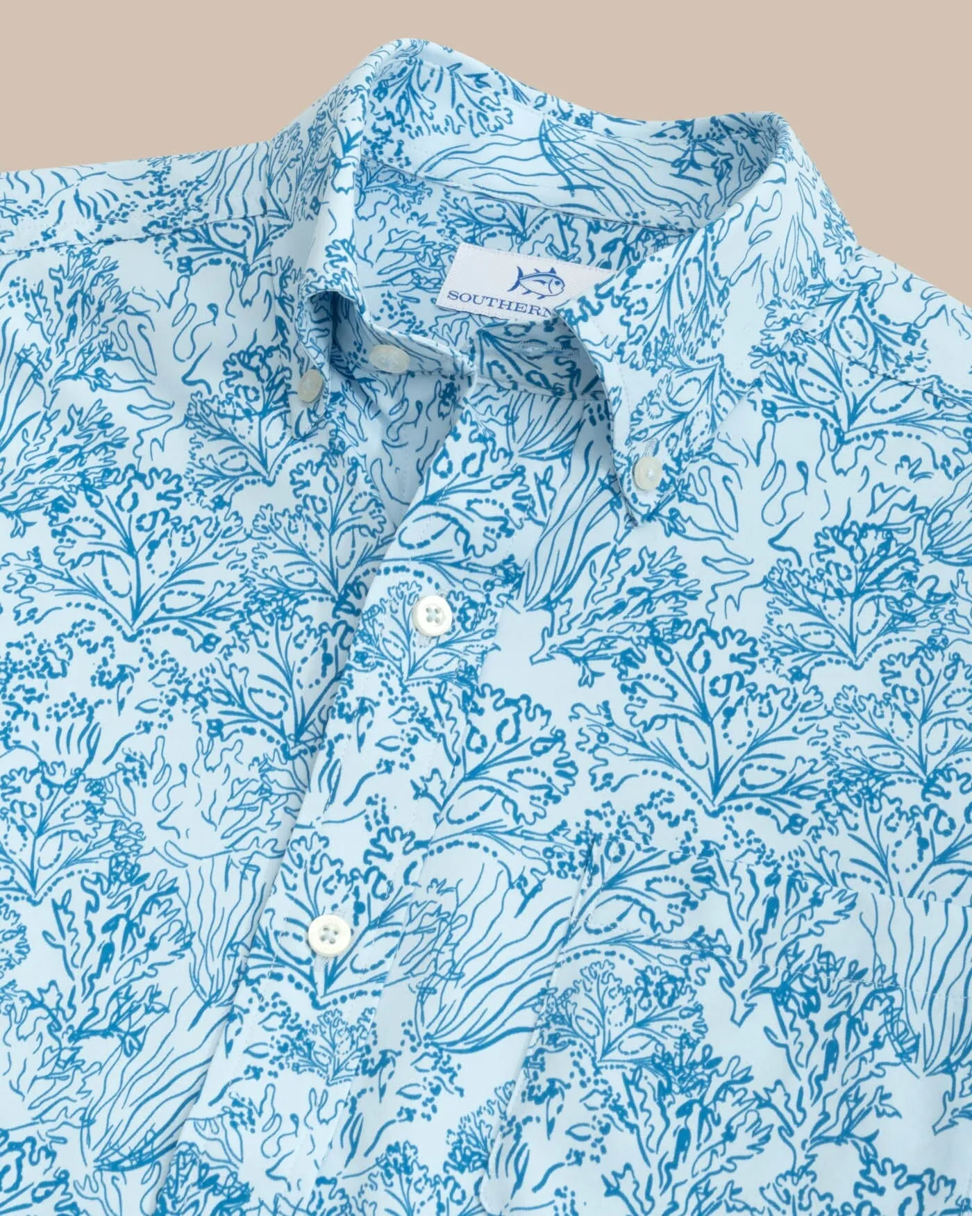 Floral Coral Intercoastal Short Sleeve Sport Shirt