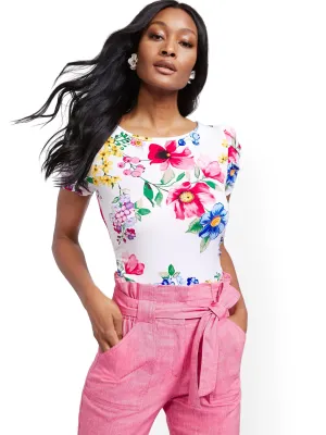 Floral Ruched Puff-Sleeve Top - 7th Avenue