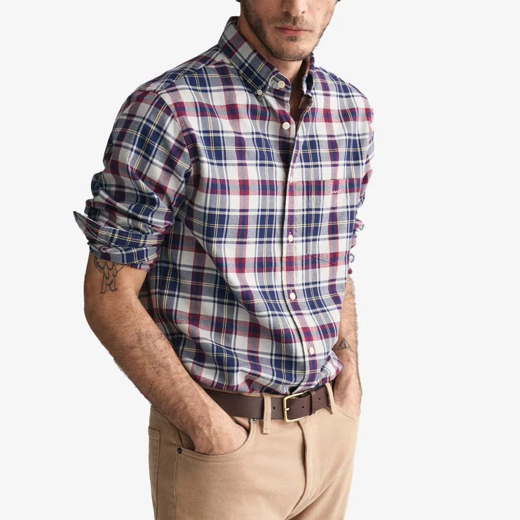 GANT - Reg Jaspe Flannel Plaid Shirt, Persian Blue