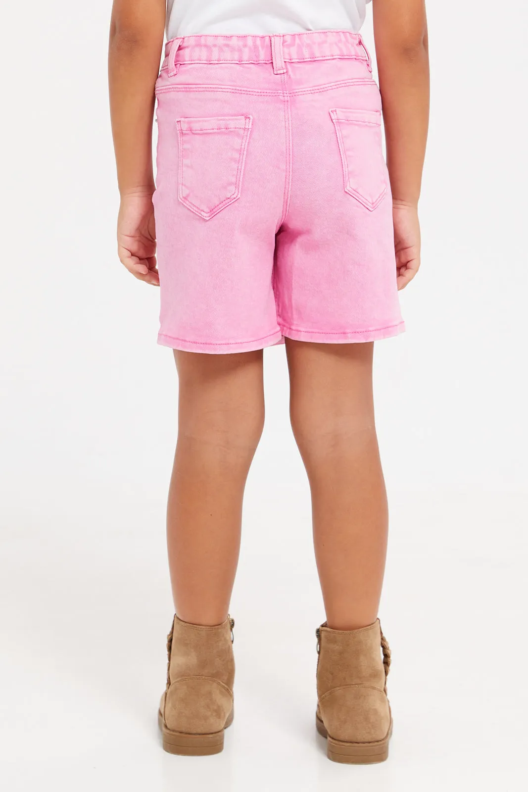 Girls Pink Button Skort