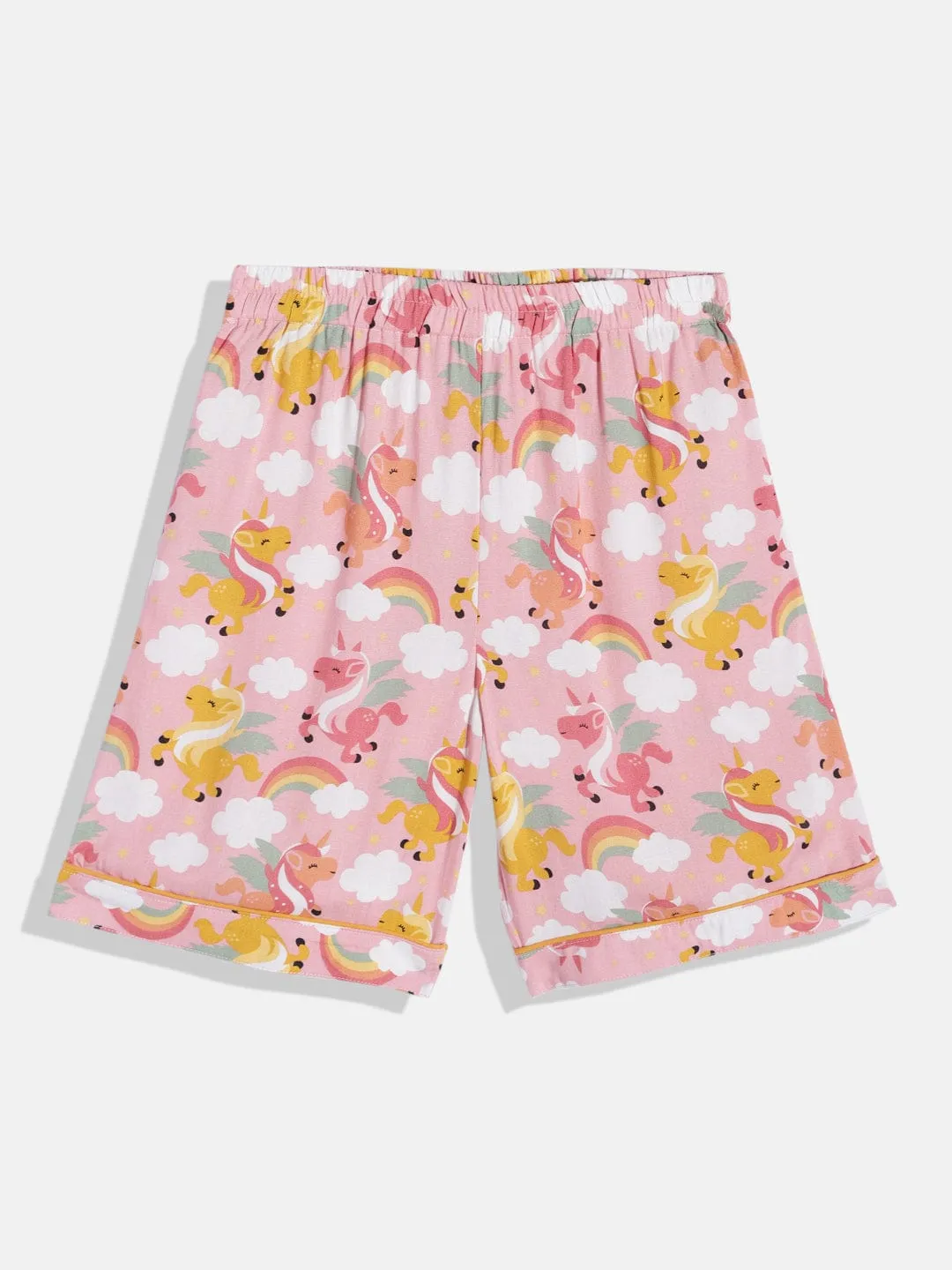 Girls Pink Unicorn Shorts Set