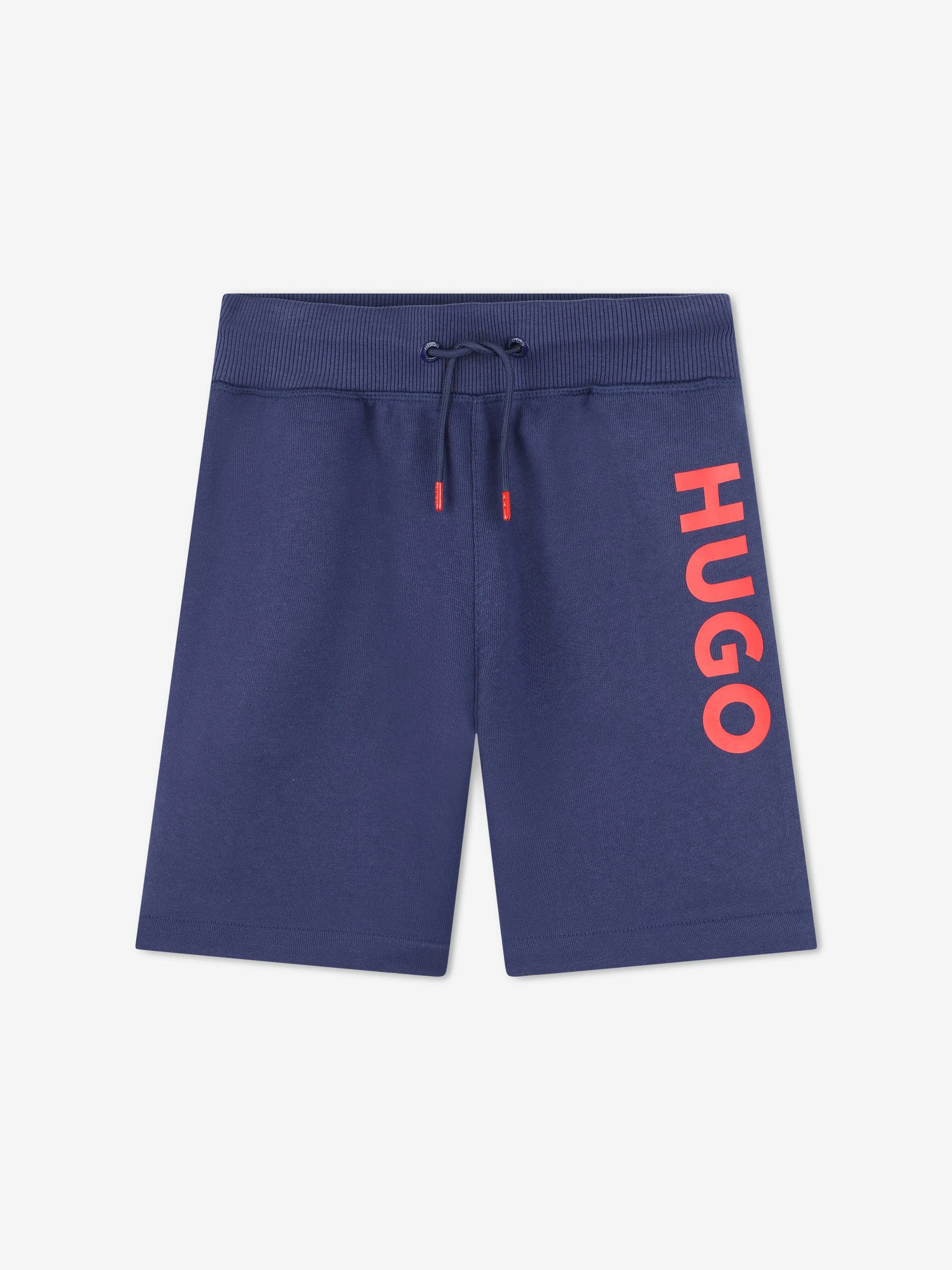 Hugo Boys Logo Print Shorts in Blue