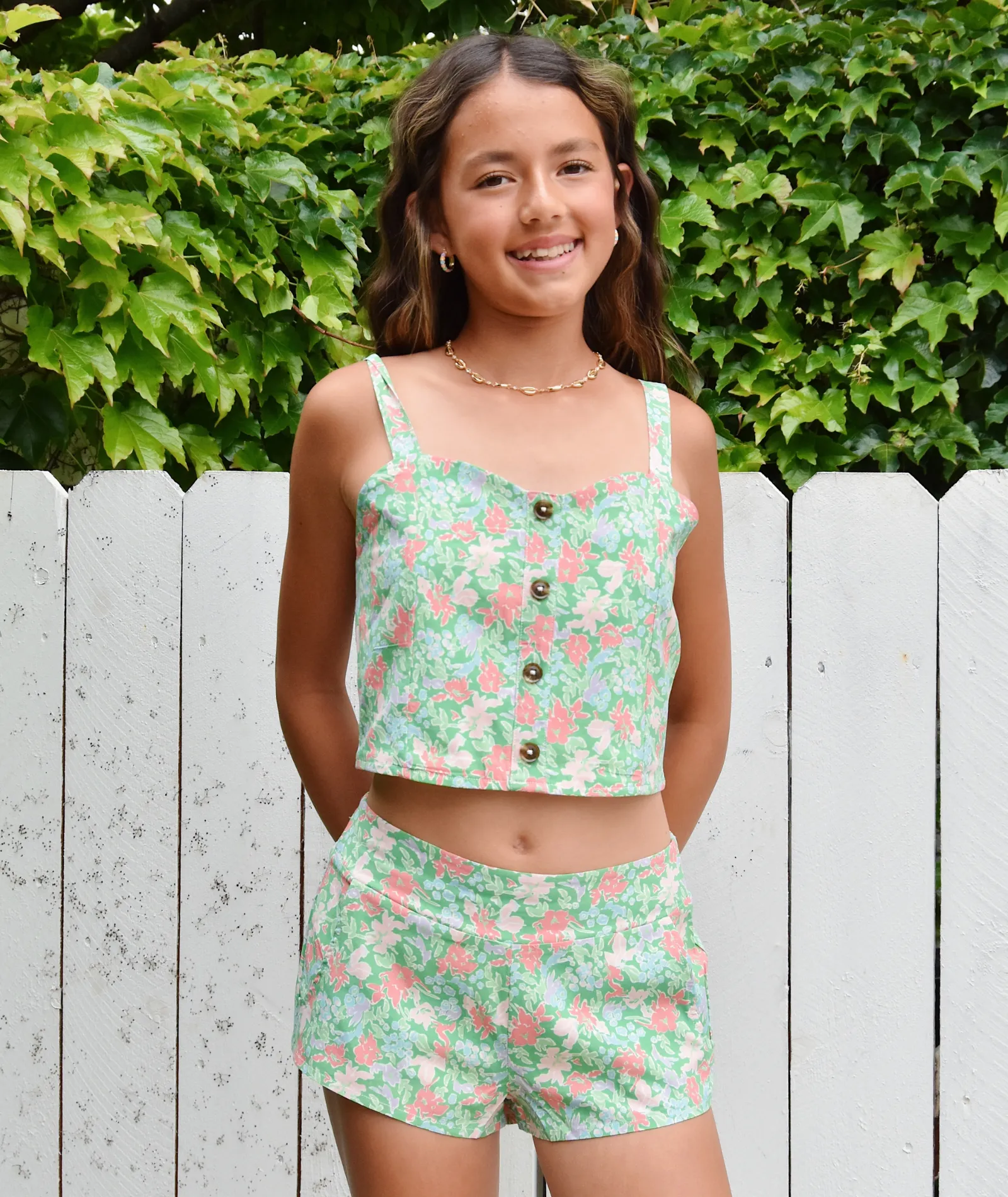 Katie J NYC Girls Preppy Floral Tilly Shorts