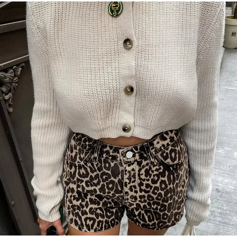 Leopard Print Stylish High Waist Shorts