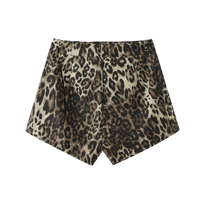 Leopard Print Stylish High Waist Shorts