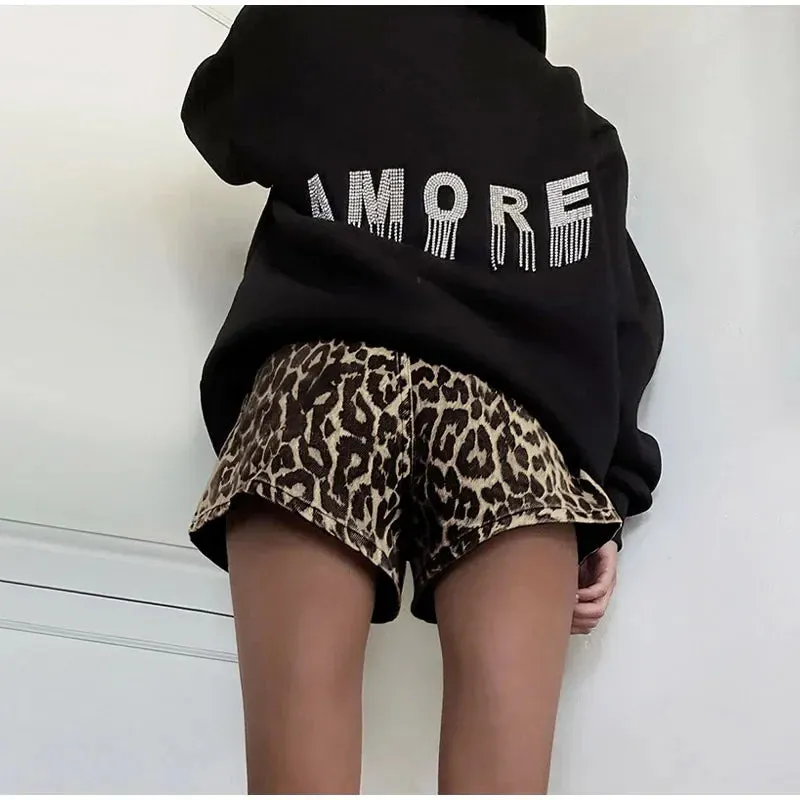 Leopard Print Stylish High Waist Shorts