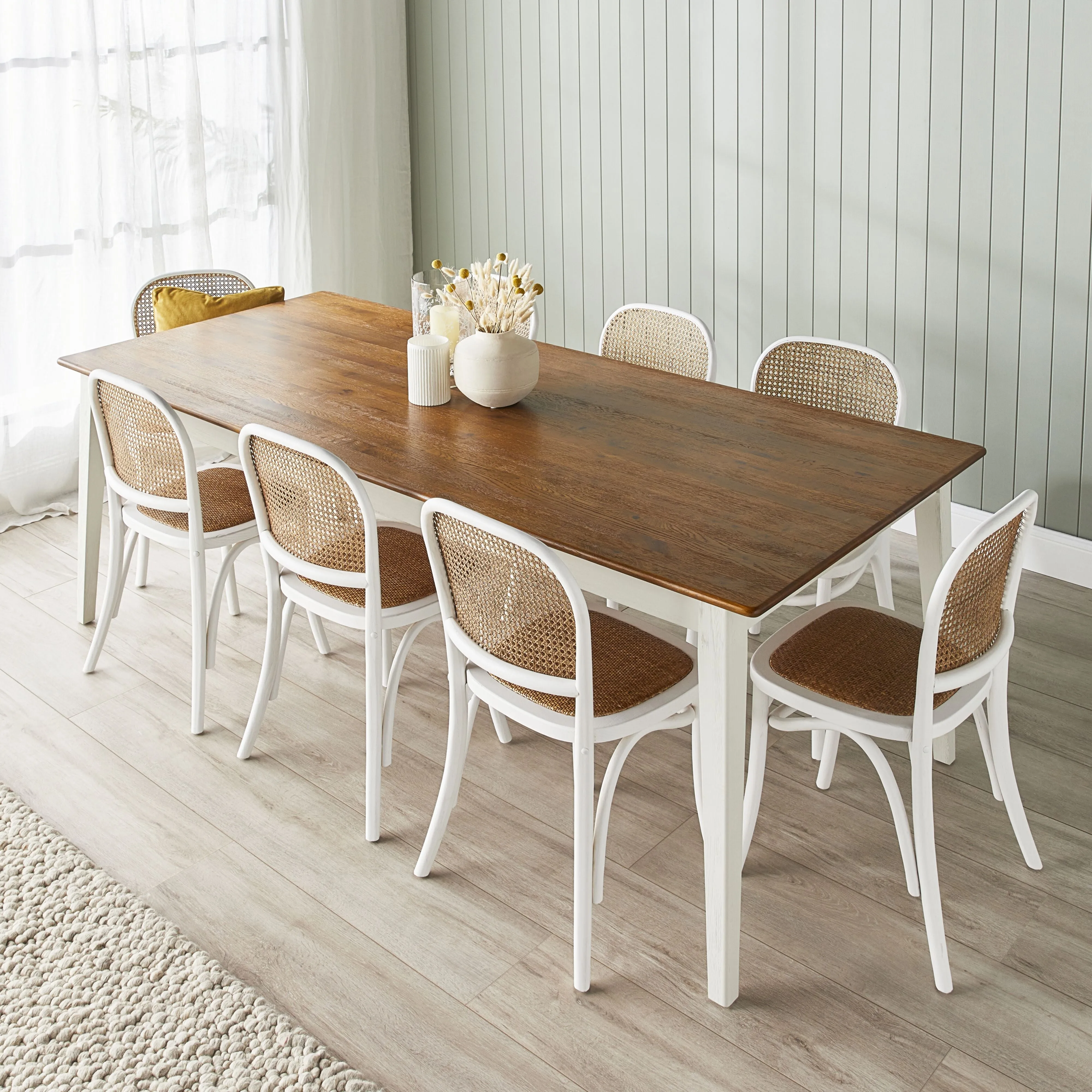 Maine Solid Oak Dining Table 225cm White