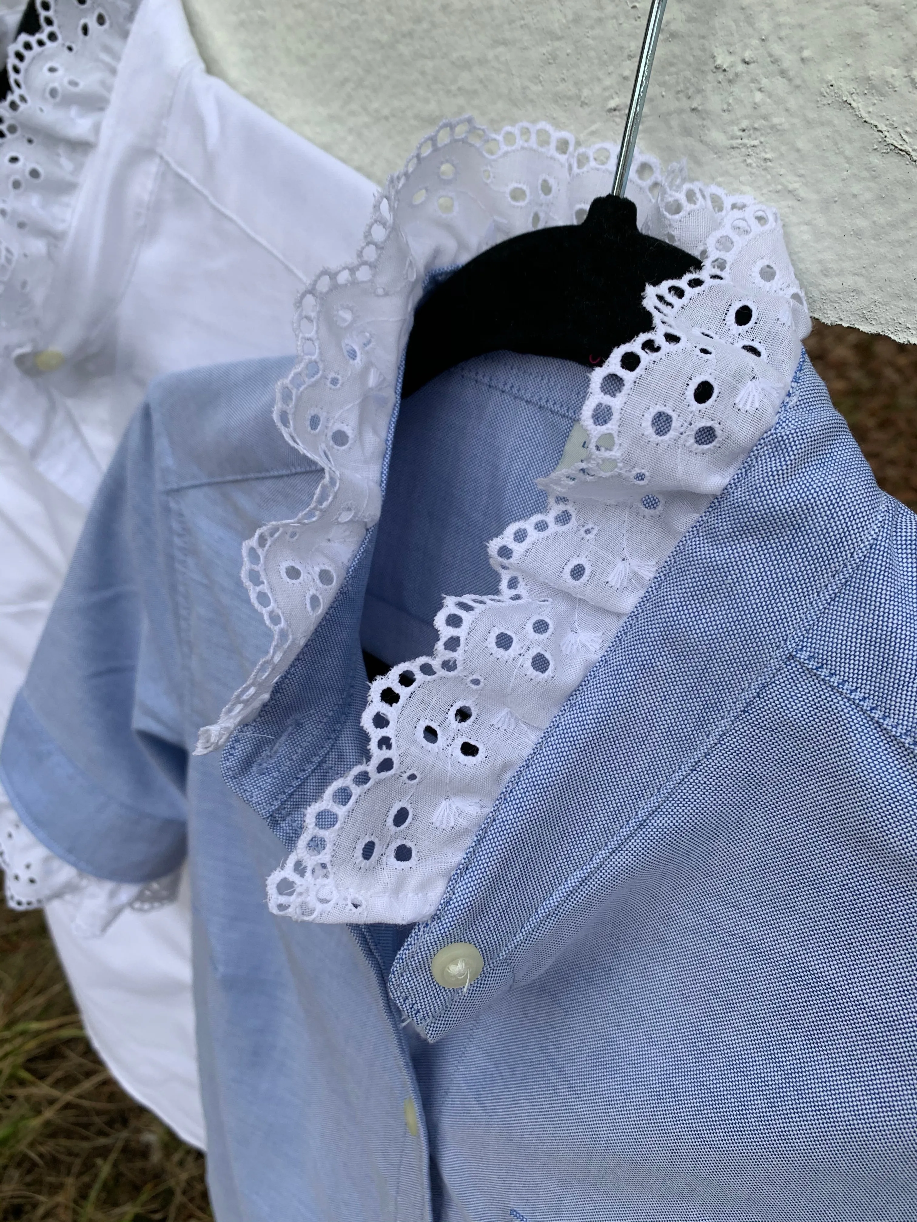 Meg Short Sleeve Eyelet Oxford Blue (EYESS-Blue)