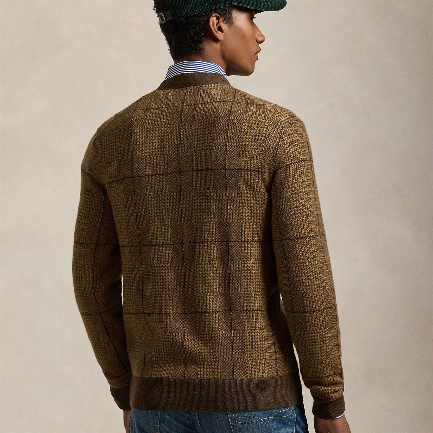 Merino Knit Patterned Cardigan Brown - AW24