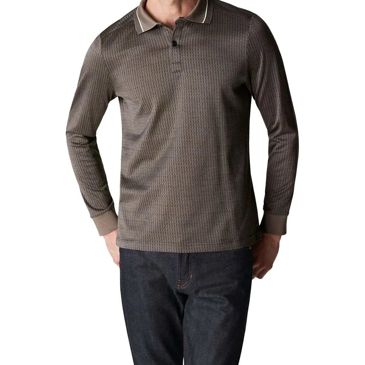 Mid Gray Filo di Scozia Jacquard Polo Shirt