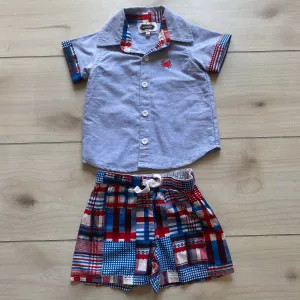 Mud Pie Crab Patriotic Short Outfit