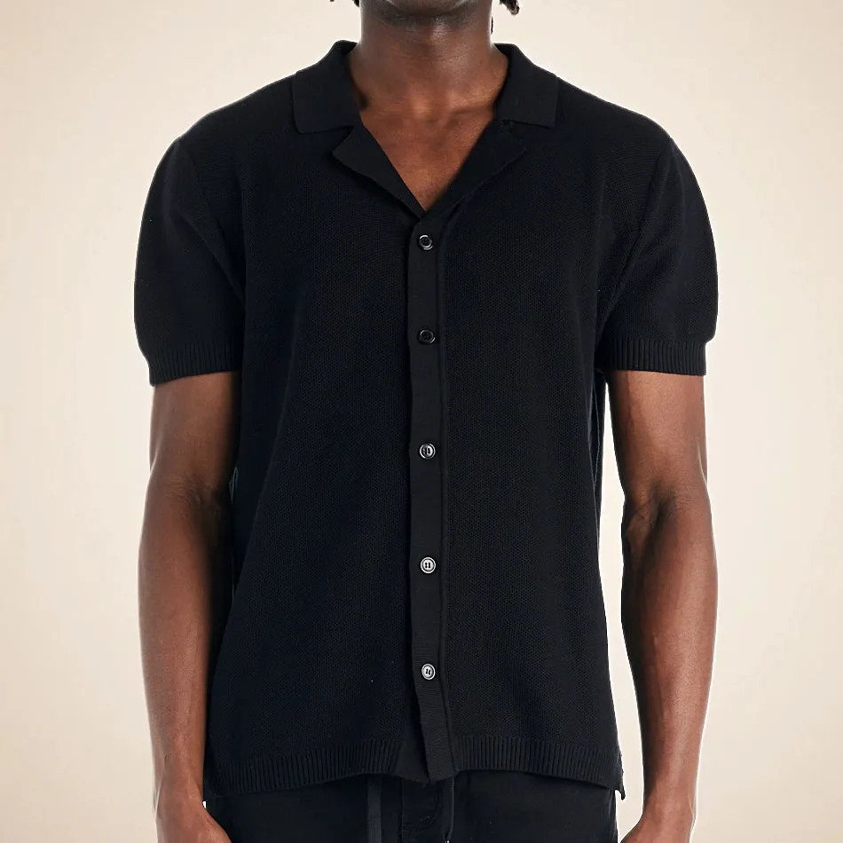 nANA jUDY Mens Morrison Knit Short Sleeve Shirt - Black