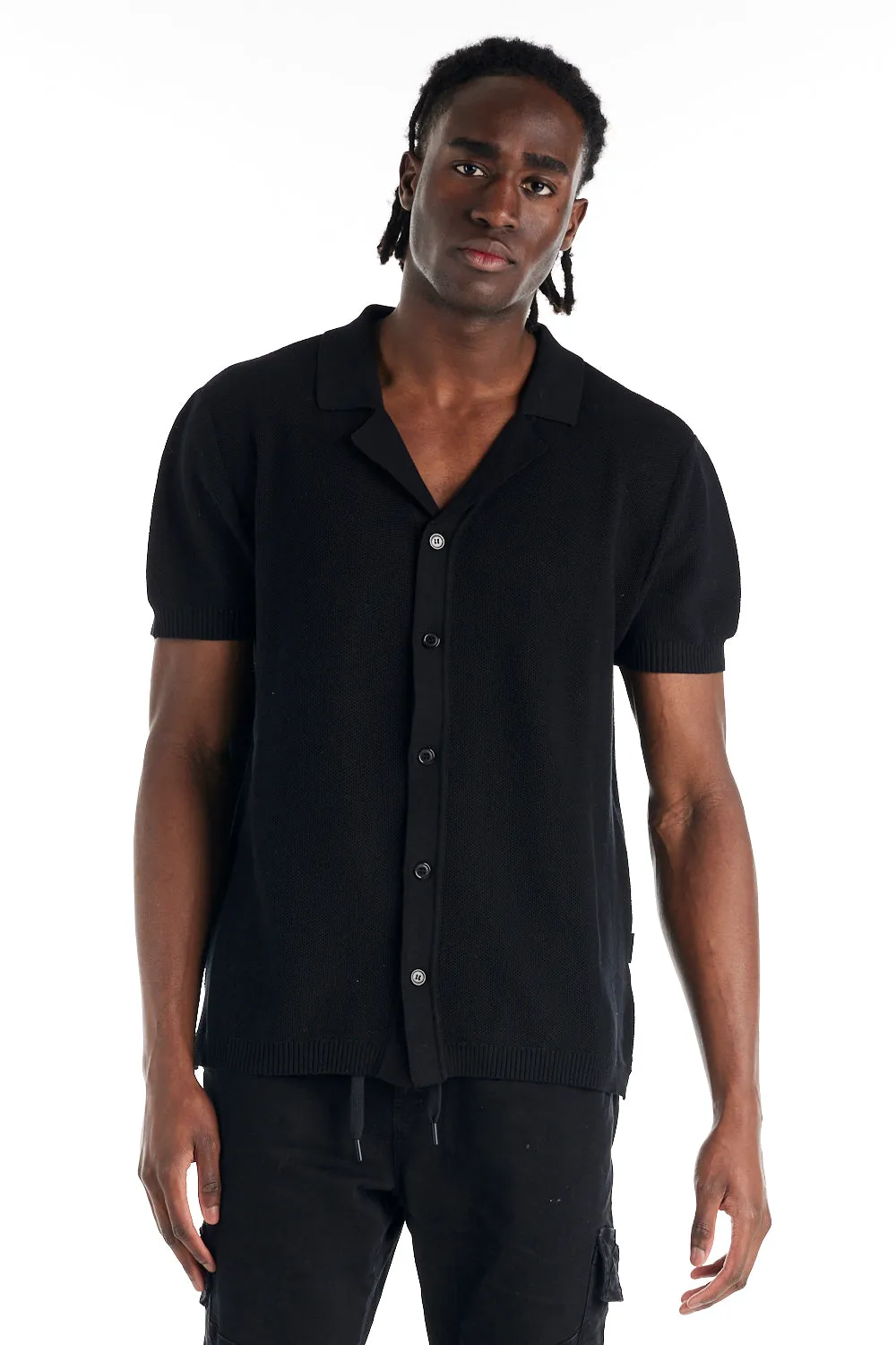 nANA jUDY Mens Morrison Knit Short Sleeve Shirt - Black