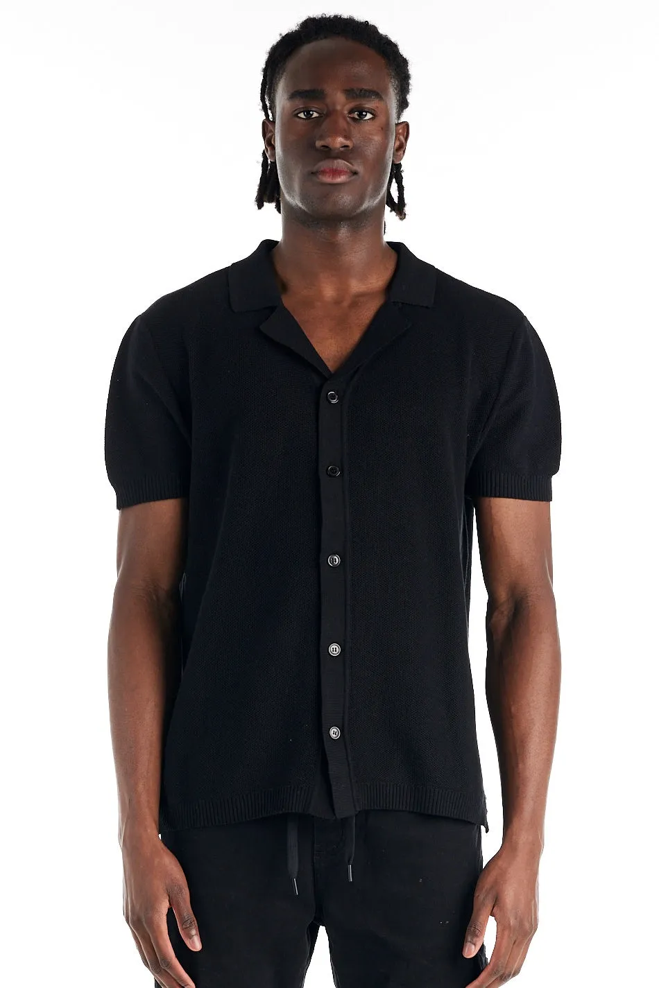 nANA jUDY Mens Morrison Knit Short Sleeve Shirt - Black