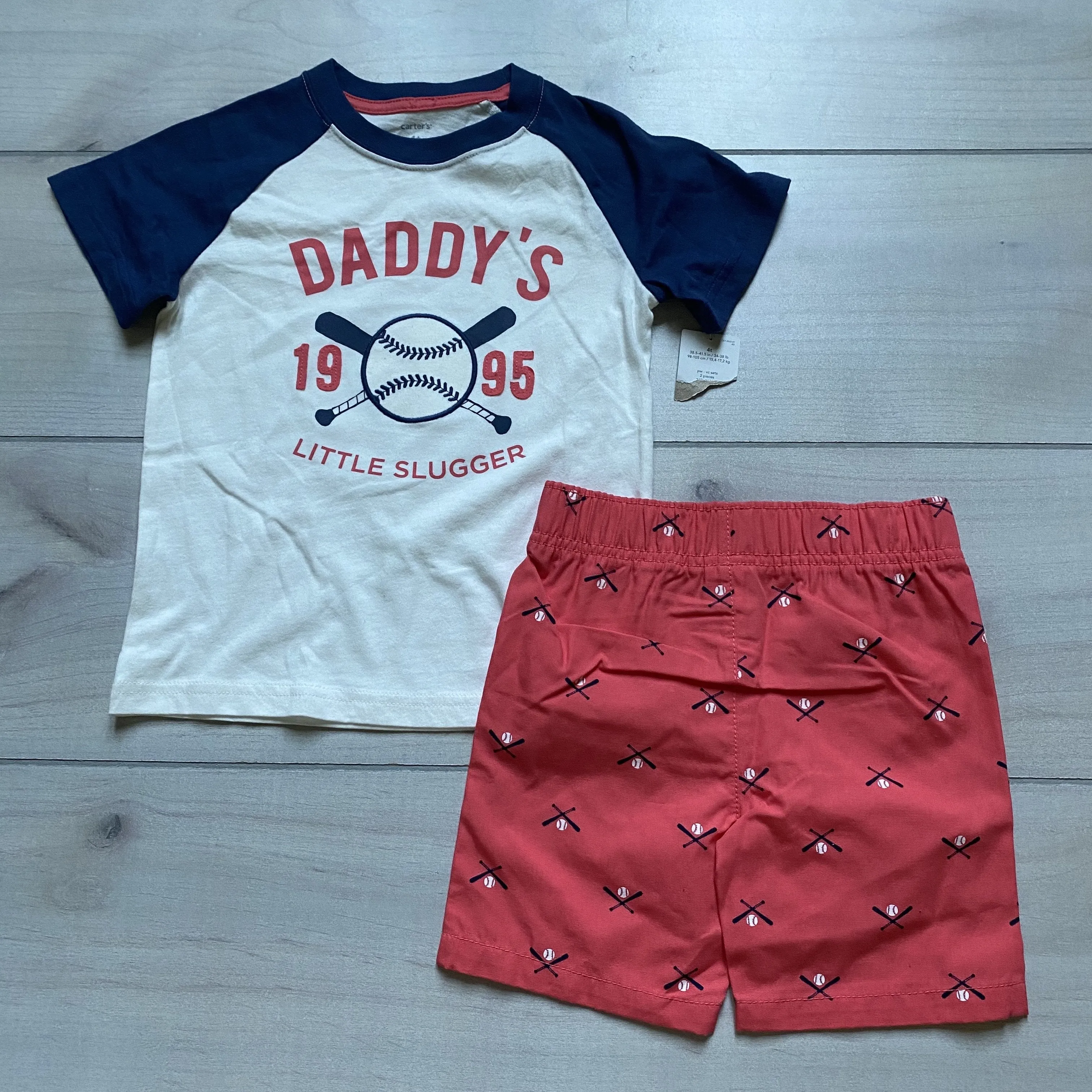 NEW Carter's Daddy's Slugger Baseball Short Set