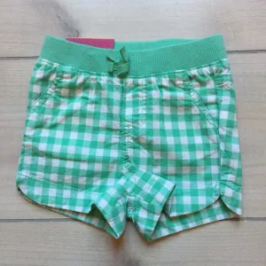 NEW Cherokee Green & White Checkered Elastic Waist Shorts