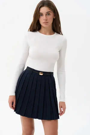 Pleated skirt in color dark blue