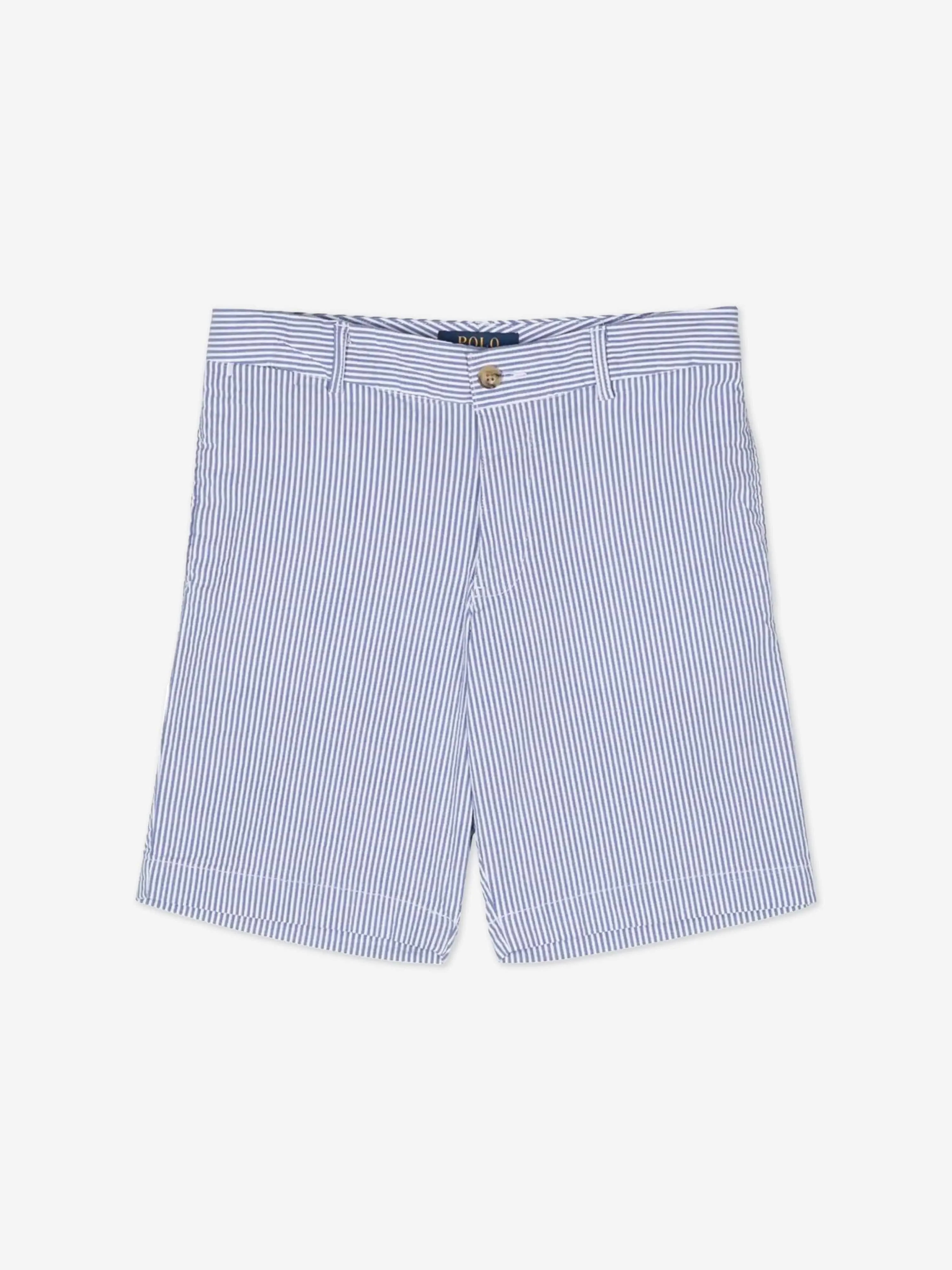 Ralph Lauren Boys Seersucker Preppy Shorts in Blue