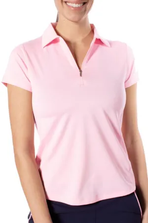 Rose Pink Short Sleeve Zip Polo