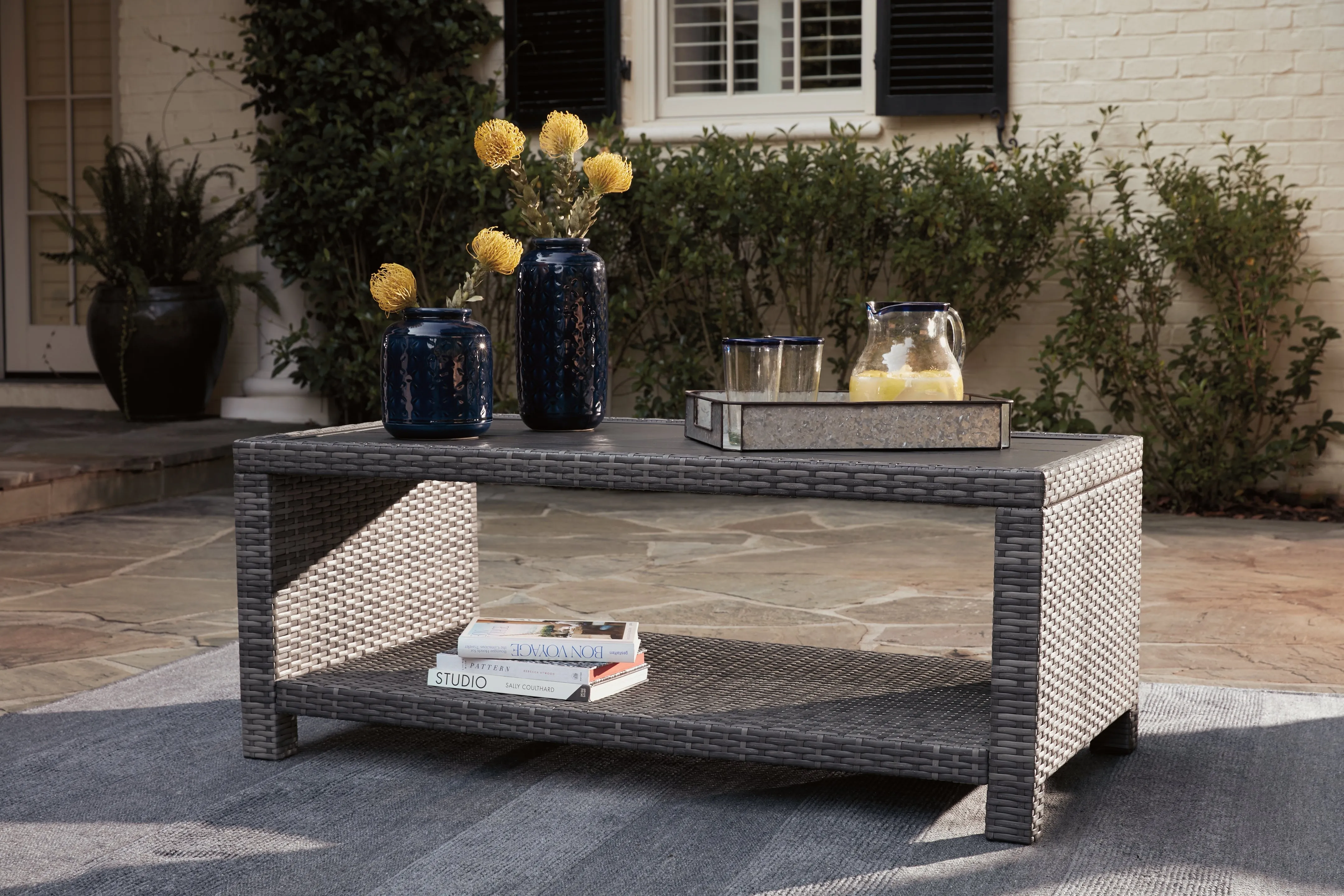 Salem Beach Outdoor Coffee Table with 2 End Tables in Gray